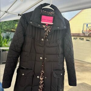 Betsey Johnson Quilted Long Down Puffer Coat - size small
